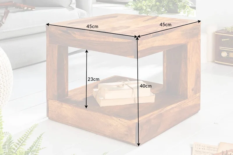 Puristischer Couchtisch SHIVA 45cm Massivholz Palisander