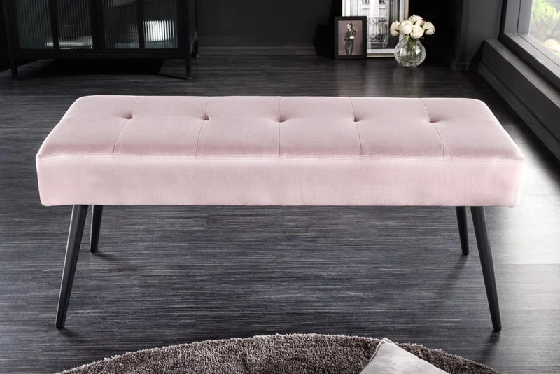 Moderne Sitzbank BELLE 100cm rosa Samt