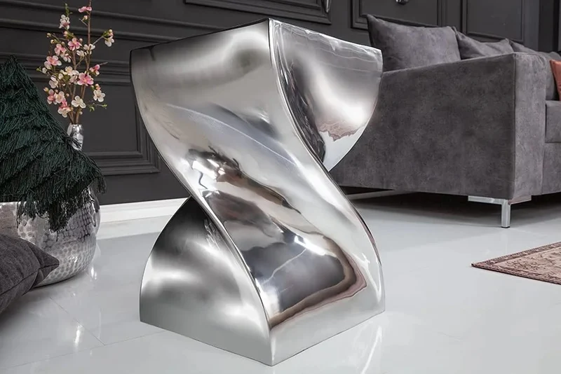 Design Beistelltisch GIRO Aluminium 45cm silber