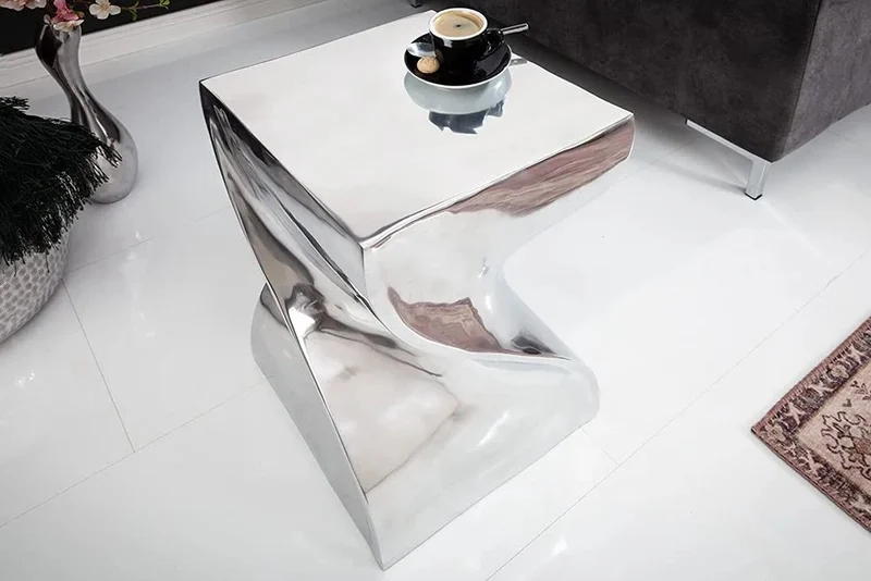 Design Beistelltisch GIRO Aluminium 45cm silber