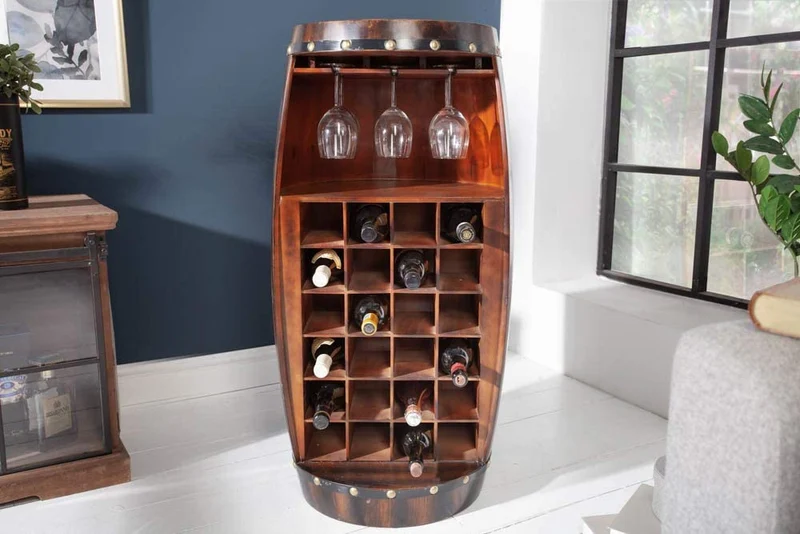Flaschenregal BOTELLA 97cm braun Weinfass Pienienholz