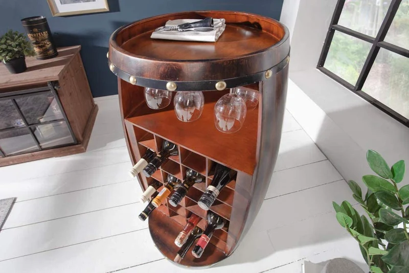 Flaschenregal BOTELLA 97cm braun Weinfass Pienienholz
