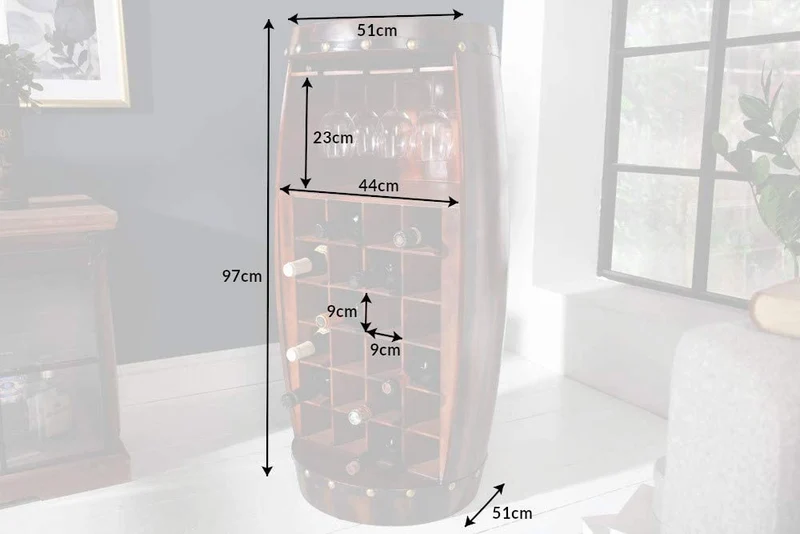 Flaschenregal BOTELLA 97cm braun Weinfass Pienienholz
