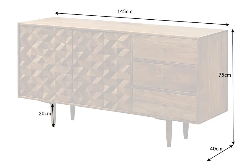 Dekoratives Sideboard MOSAICO 145cm Akazie Kommode