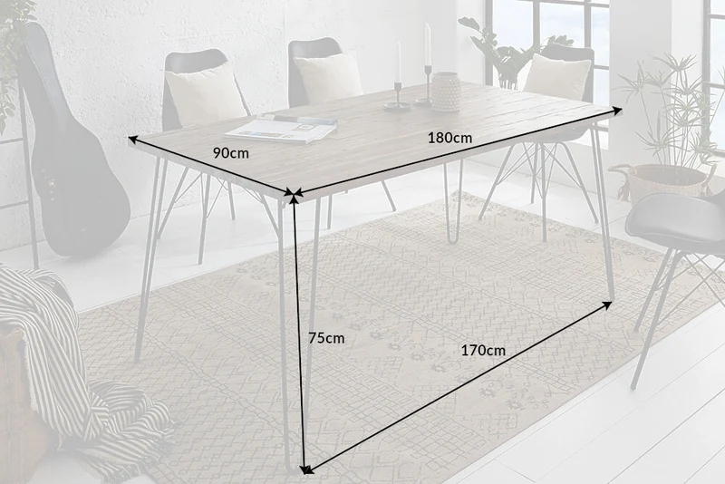 Industrie-Look Esstisch ALINA 180x90cm living-brown Akazie
