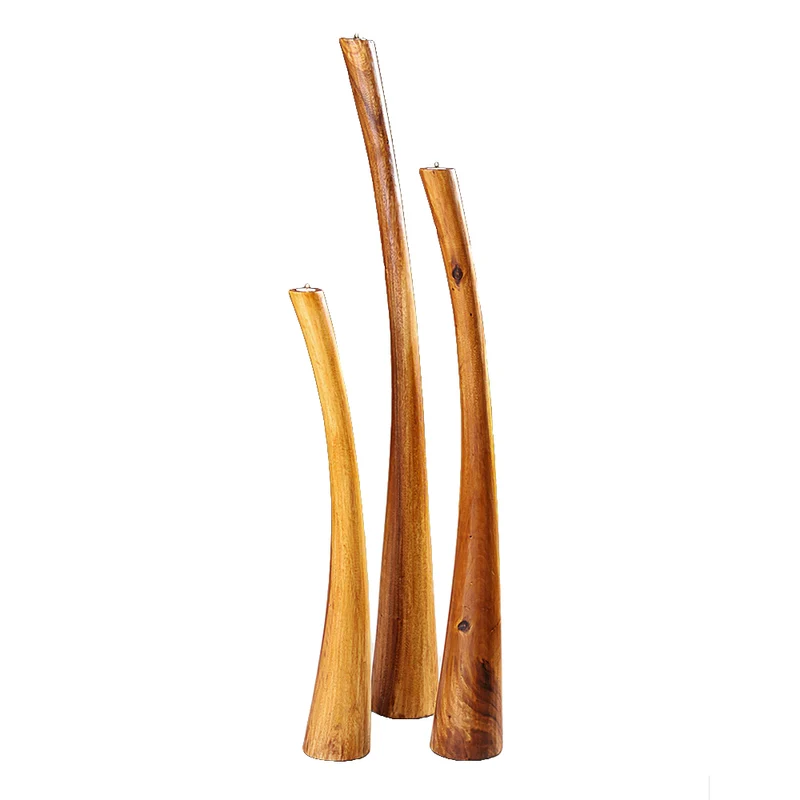 Massivholz Teelichthalter VELA 150cm Natural Suar Kerzenständer