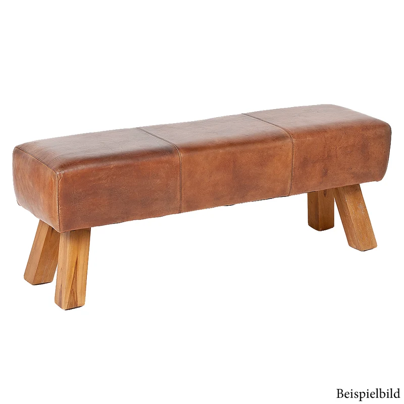 Leder Bank MAXI-L Cognac ca. L120cm Teak