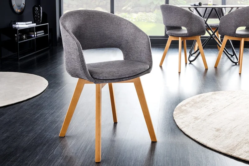 Design Stuhl DENMARK grau Eichoptik Holzbeine