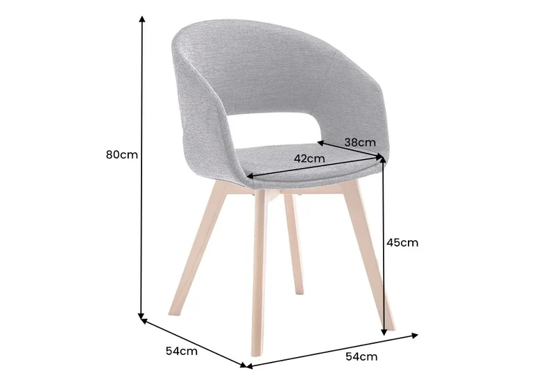 Design Stuhl DENMARK grau Eichoptik Holzbeine