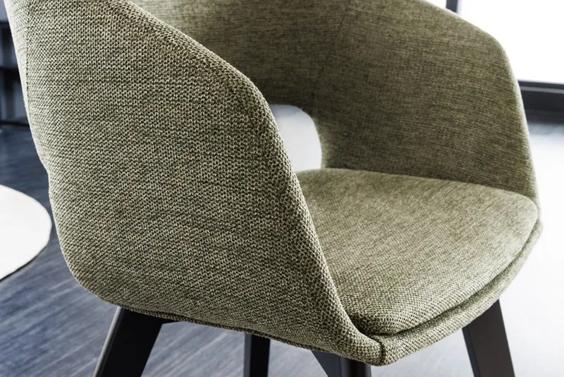 Design Stuhl DENMARK grün schwarze Holzbeine