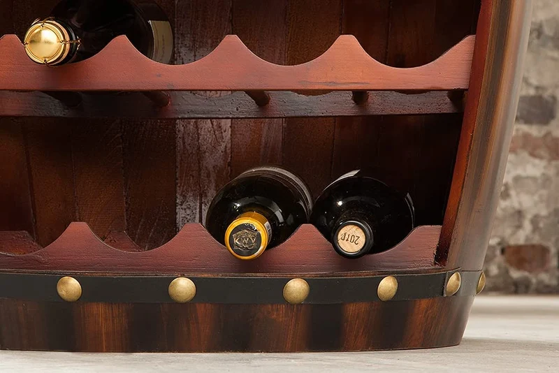 Originelles Flaschenregal BOTELLA 80cm braun Weinfass Pinienholz