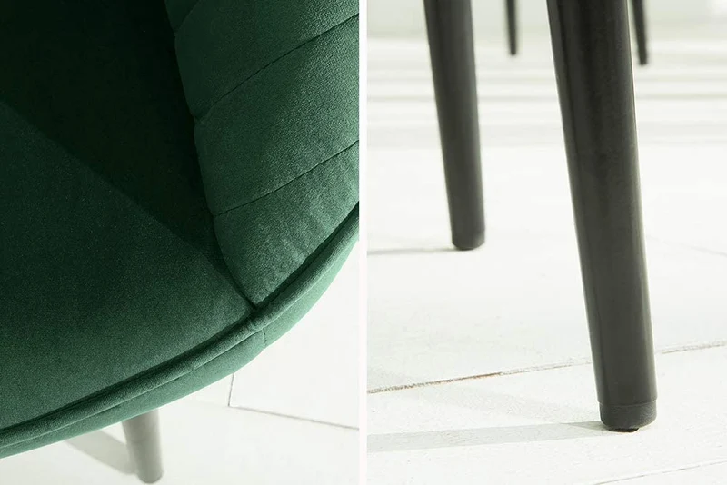 Eleganter Stuhl MILAN Samt grün Ziersteppung Armlehnen