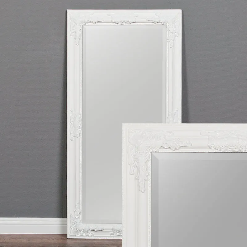 Eleganter Barock Spiegel BESSA 100x50cm weiss Holzrahmen