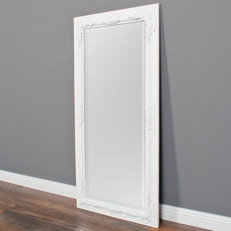 Eleganter Barock Spiegel BESSA 100x50cm weiss Holzrahmen