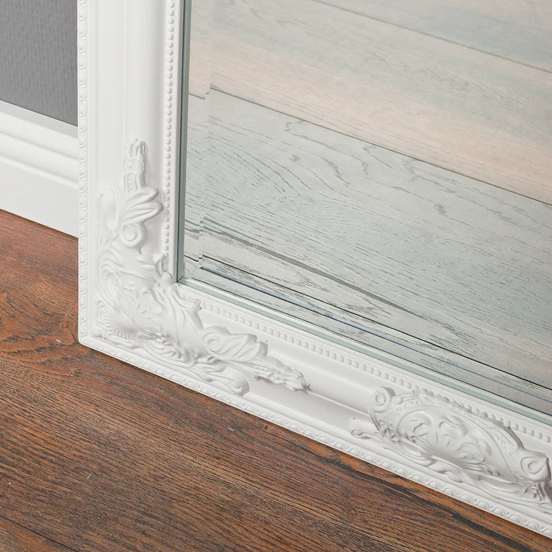 Eleganter Barock Spiegel BESSA 100x50cm weiss Holzrahmen