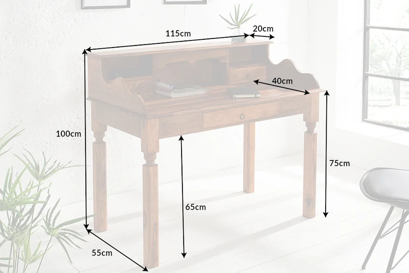 Massiver Schreibtisch NILAY 115cm Palisander Sekretär