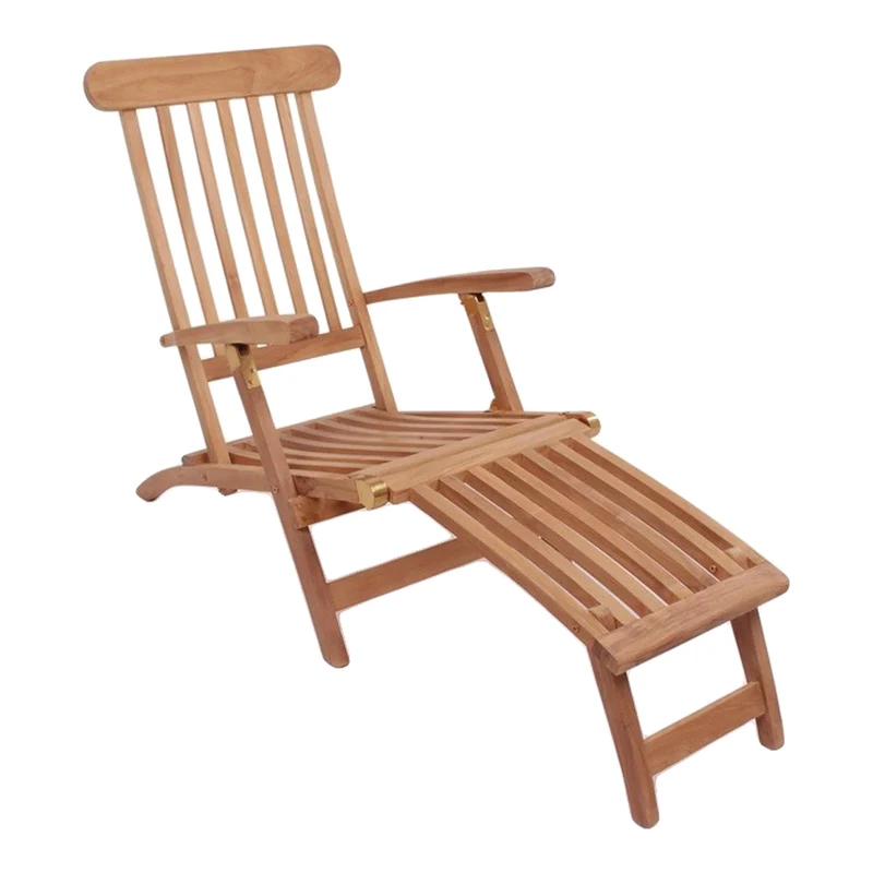 Klassischer Teak 4-Positionen-Liegestuhl RELIFE Deckchair Lounge