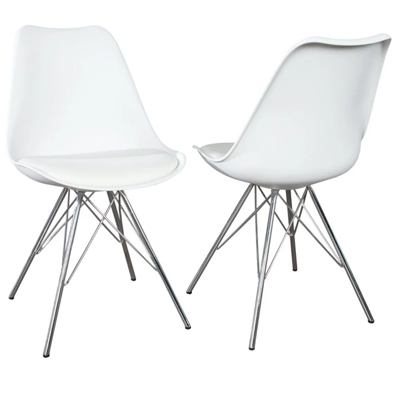 4er Set Design-Klassiker Stuhl NORWAY weiss-silber