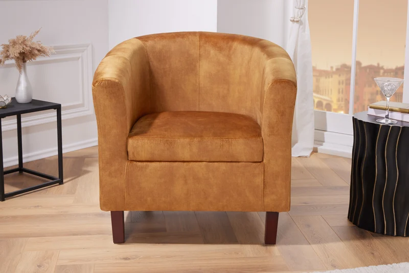 Bequemer Cocktail-Sessel POLTRONA Samt senfgelb