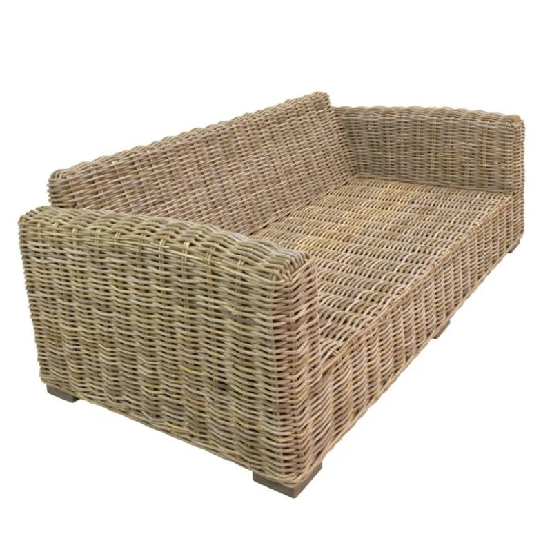Gemütliches 2-Sitzer Lounge Sofa LIVING Rattan in Grey ca.180cm