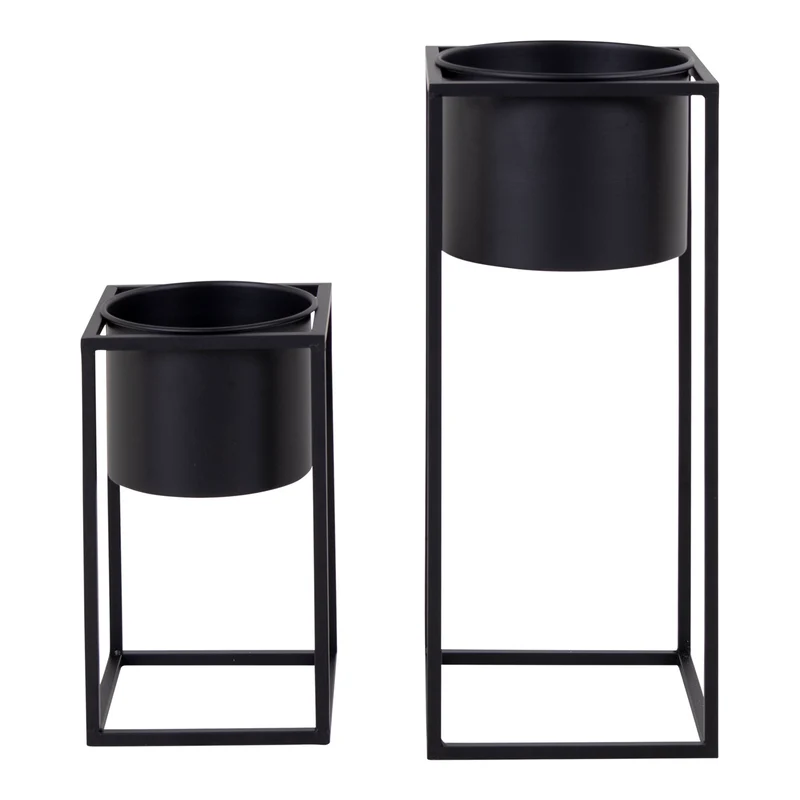 Modernes Blumentopf 2er-Set LARA schwarz