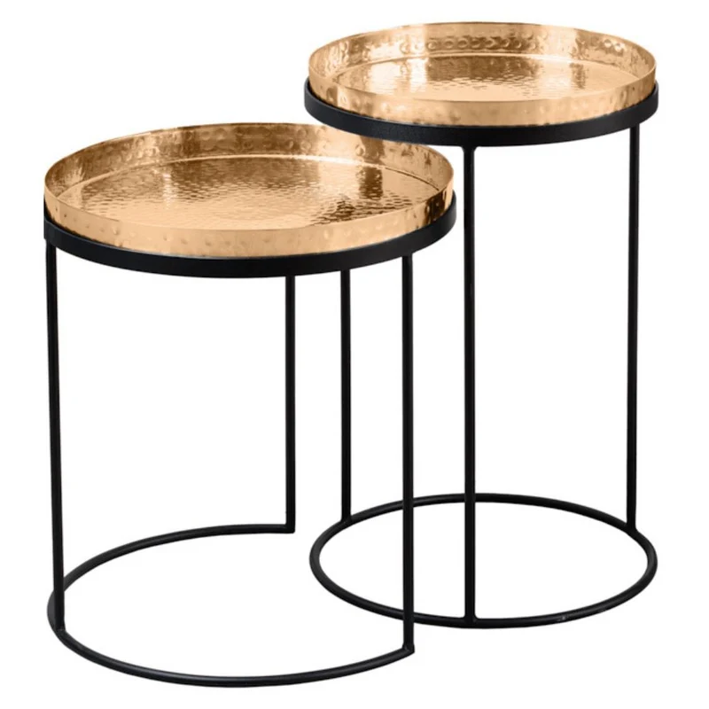 Modernes 2er Set Beistelltisch MARTELLO schwarz gold