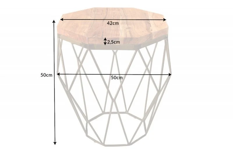 Exklusiver Beistelltisch BIJOUX ca.50cm natur Akazie