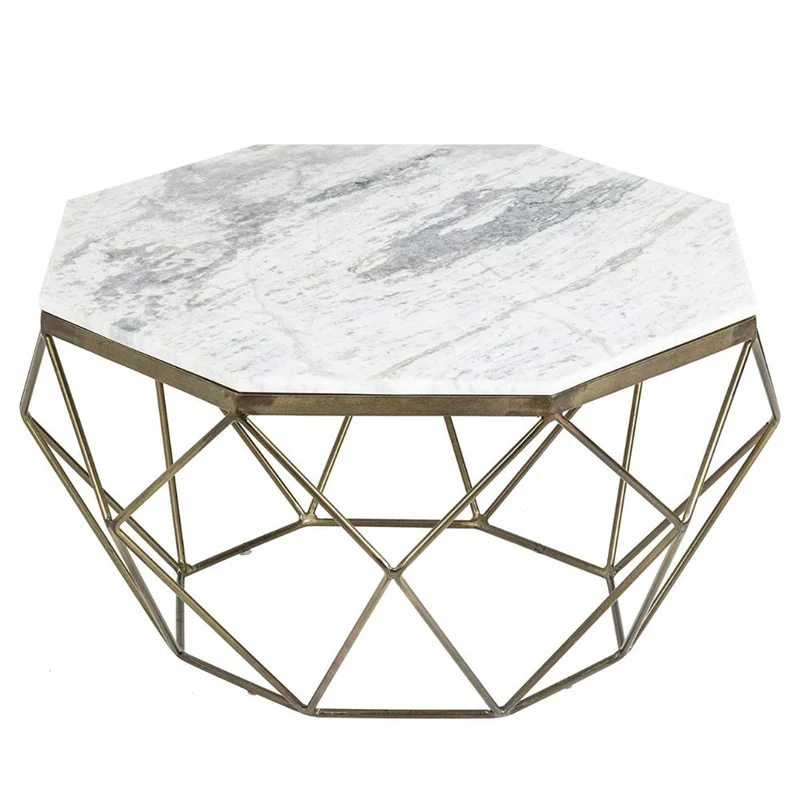Exklusiver Couchtisch BIJOUX ca.70cm weiss Marmor