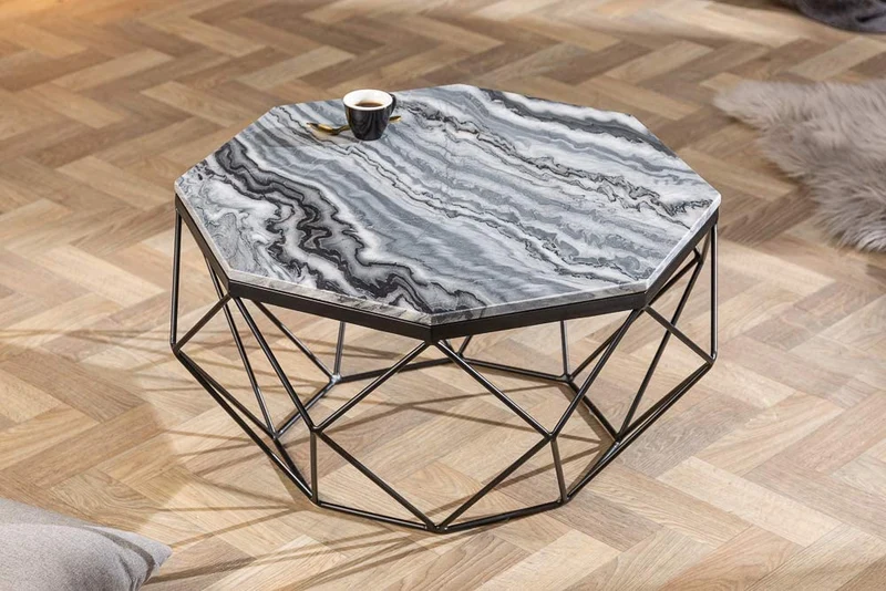 Exklusiver Couchtisch BIJOUX ca.70cm grau Marmor