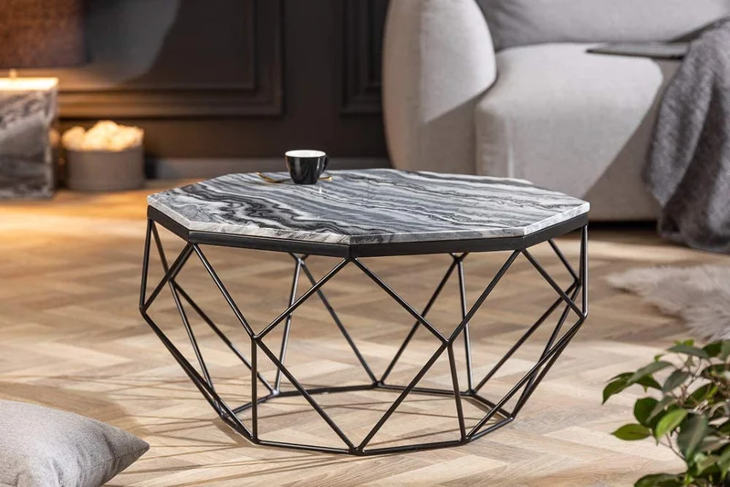 Exklusiver Couchtisch BIJOUX ca.70cm grau Marmor