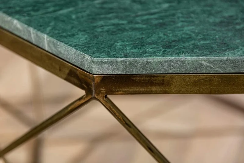 Exklusiver Couchtisch BIJOUX ca.70cm grün Marmor Metallgestell