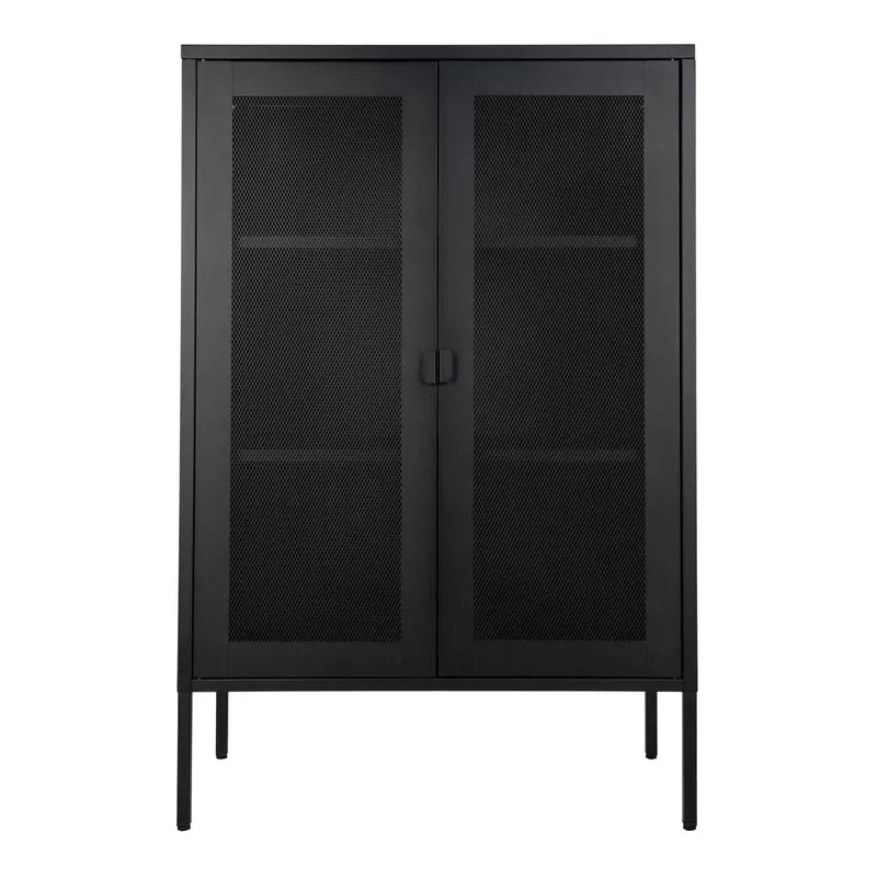 Modernes Highboard SYDNEY 120x80cm schwarz Metall Gittertür