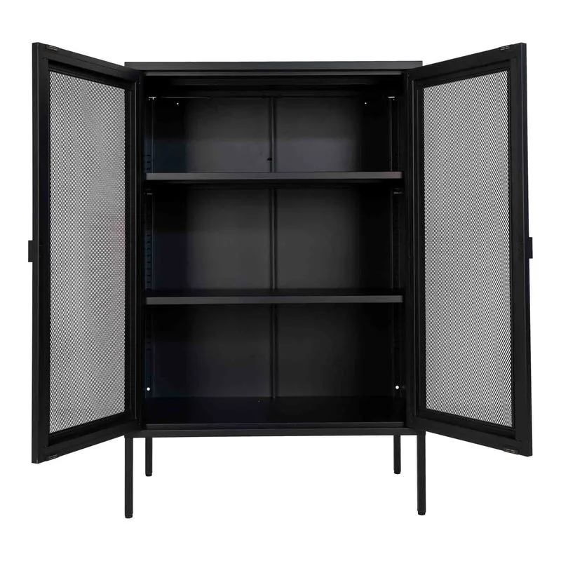 Modernes Highboard SYDNEY 120x80cm schwarz Metall Gittertür