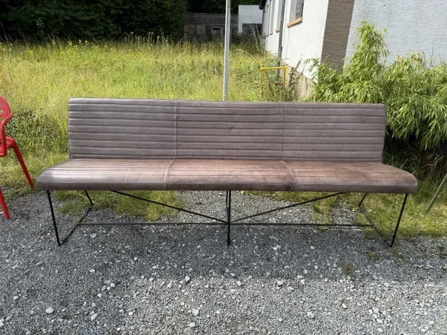 Sitzbank Leder taupe, Sitzbank taupe-grau, Länge 220 cm