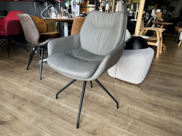 Stuhl grau Leder drehbar, Lederstuhl grau drehbar