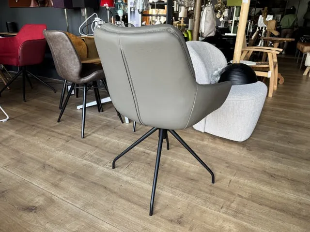 Stuhl grau Leder drehbar, Lederstuhl grau drehbar