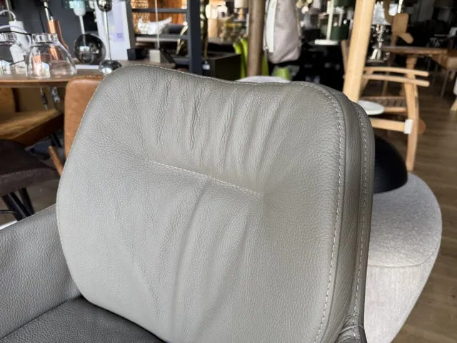 Stuhl grau Leder drehbar, Lederstuhl grau drehbar