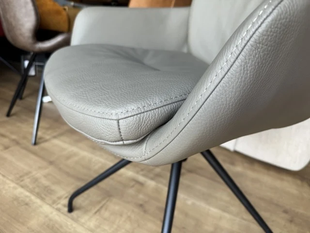 Stuhl grau Leder drehbar, Lederstuhl grau drehbar