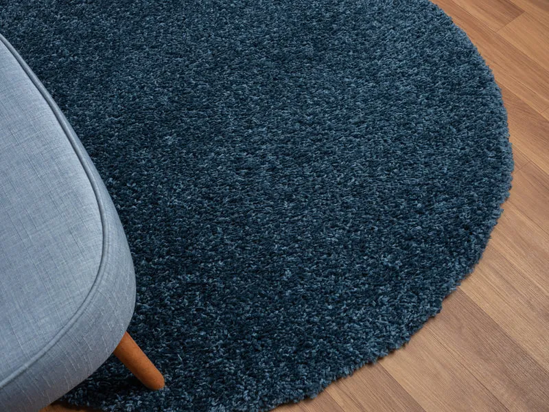 Hochflor Teppich SHAGGY dunkelblau rund diverse Größen