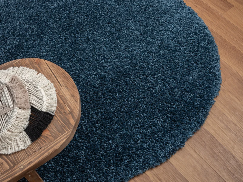 Hochflor Teppich SHAGGY dunkelblau rund diverse Größen