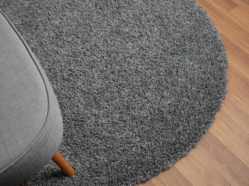 Hochflor Teppich SHAGGY grau rund diverse Größen