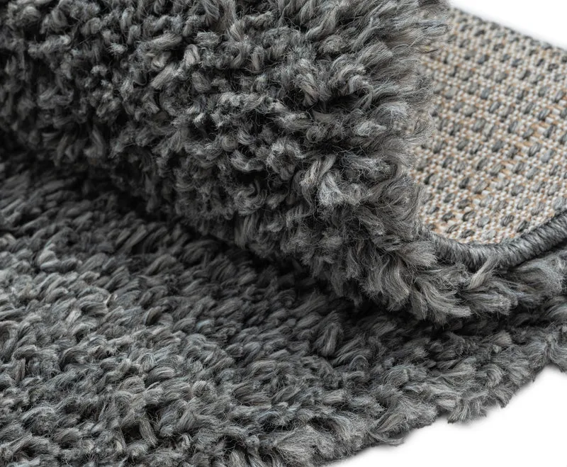 Hochflor Teppich SHAGGY grau rund diverse Größen