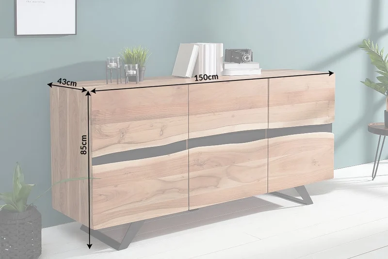 Design Sideboard DIVISIO 150cm Akazie natural Baumkante
