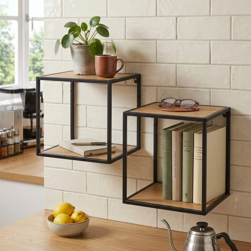 Modernes Wandregal LEVEN 36cm Eiche-Look