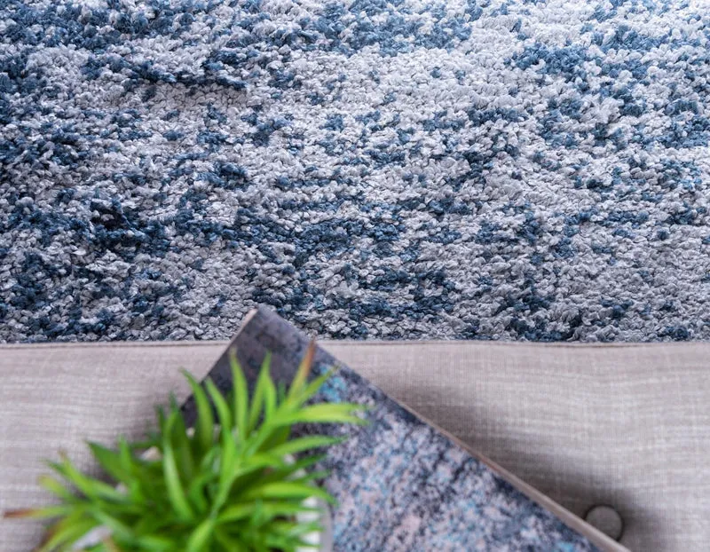 Teppich "High Shaggy" Läufer Blau 80x250 cm