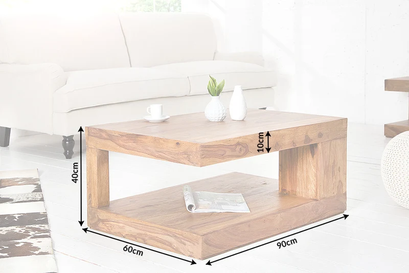 Puristischer Couchtisch SHIVA ca.90x60cm massiv Palisander