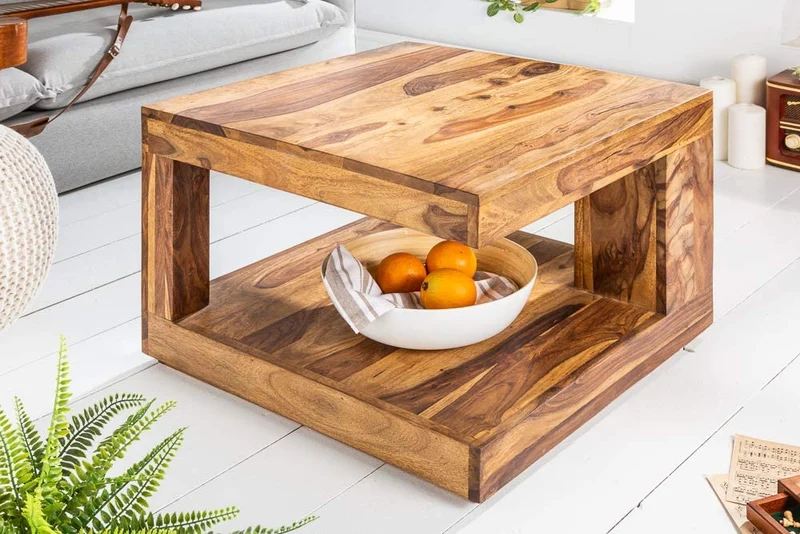 Puristischer Couchtisch SHIVA ca.60x60cm massiv Palisander