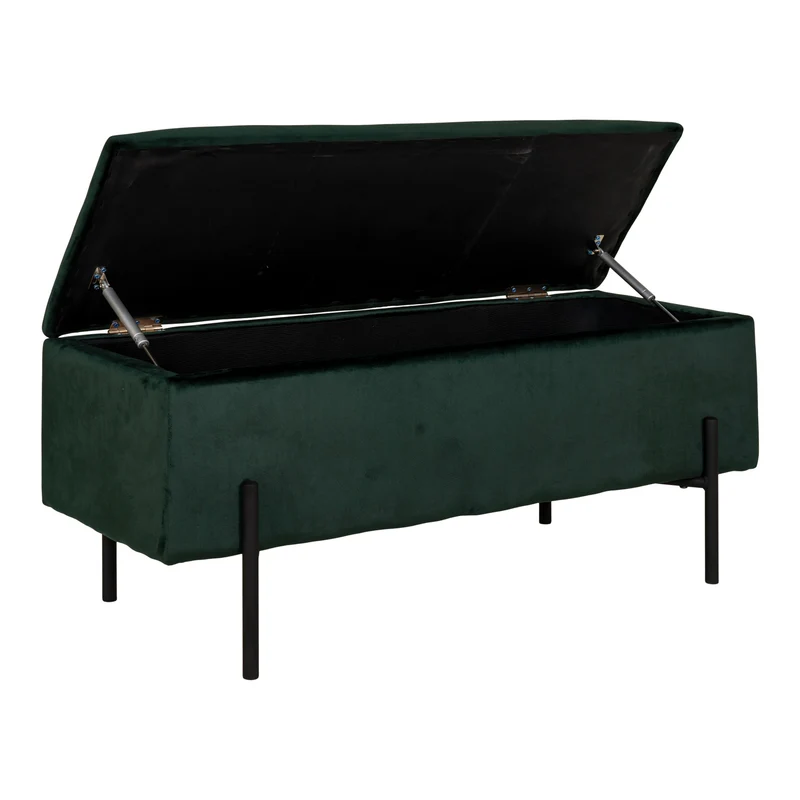 Elegante Bank NIZZA mit Stauraum 95cm Samtstoff grün