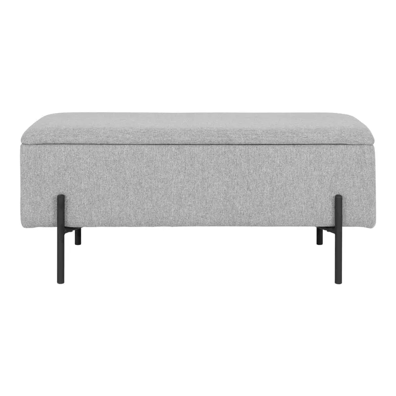Elegante Bank NIZZA mit Stauraum 95cm Strukturstoff hellgrau
