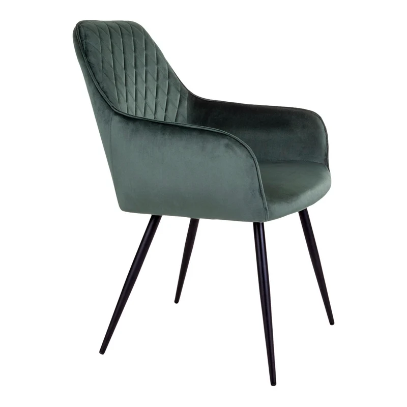 2er Set - Eleganter Stuhl BORA grün Samt Esszimmerstuhl